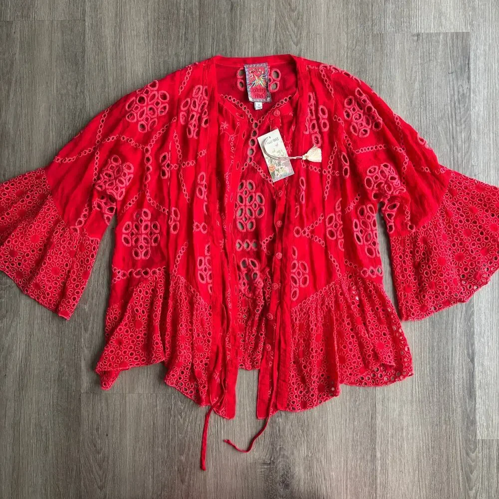 NWT Johnny Was Xanthos Rae Eyelet Blouse XS - Picture 1 of 6